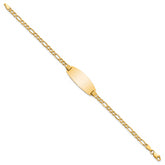14k Polished Semi-Solid Chain/Solid Plate Figaro Link Oval 25x11.2mm Plate 8 inch ID Bracelet